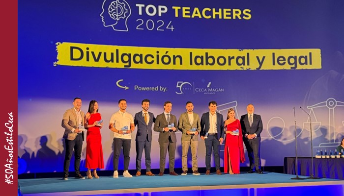 Top Teachers 2024: los mejores creadores de contenido sobre "Divulgación legal y laboral", categoría patrocinada por CECA MAGÁN Abogados