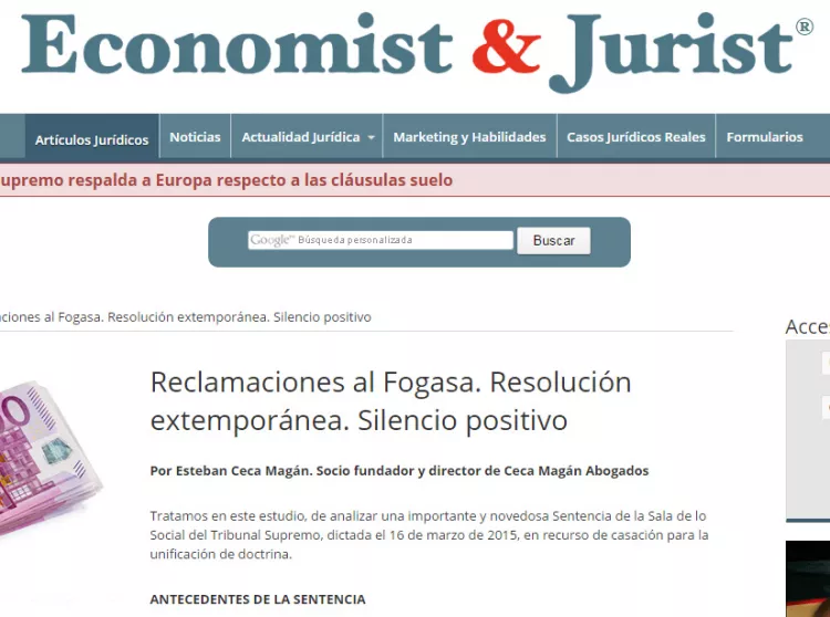 Reclamaciones al FOGASA, resolución extemporánea y silencio positivo