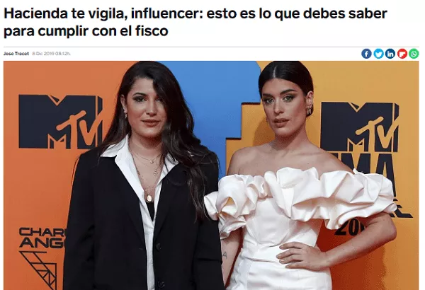 Los influencers deben pagar impuestos en el IRPF e incluir el IVA en sus facturas