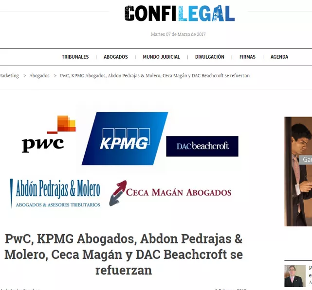 PwC, KPMG Abogados, Abdon Pedrajas & Molero, Ceca Magán y DAC Beachcroft se refuerzan