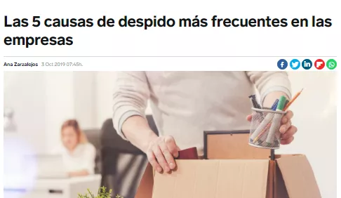 Las causas de despido más frecuentes en las empresas