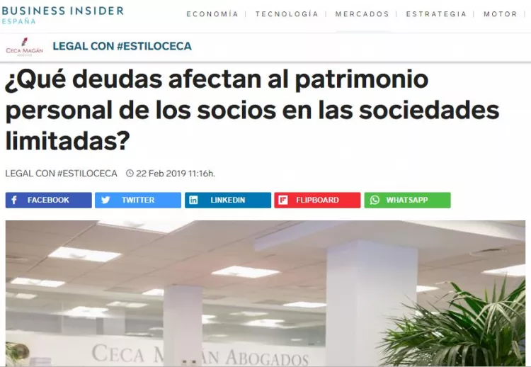 ¿Qué deudas afectan al patrimonio personal de los socios en las sociedades limitadas?