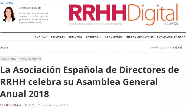 La Asociación Española de Directores de Recursos Humanos celebra su Asamblea General Anual