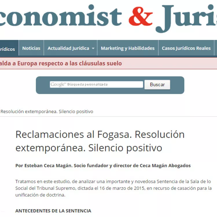 Reclamaciones al FOGASA, resolución extemporánea y silencio positivo