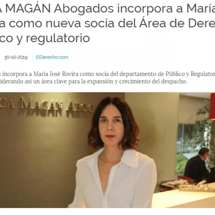 Ceca Magán ficha a María José Rovira como socia del área de Público y Regulatorio