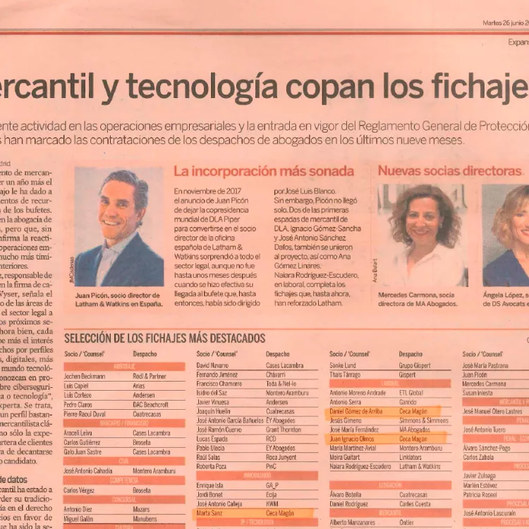 Ceca Magán, en Diario Expansión: el despacho con más fichajes de Socios en los últimos meses